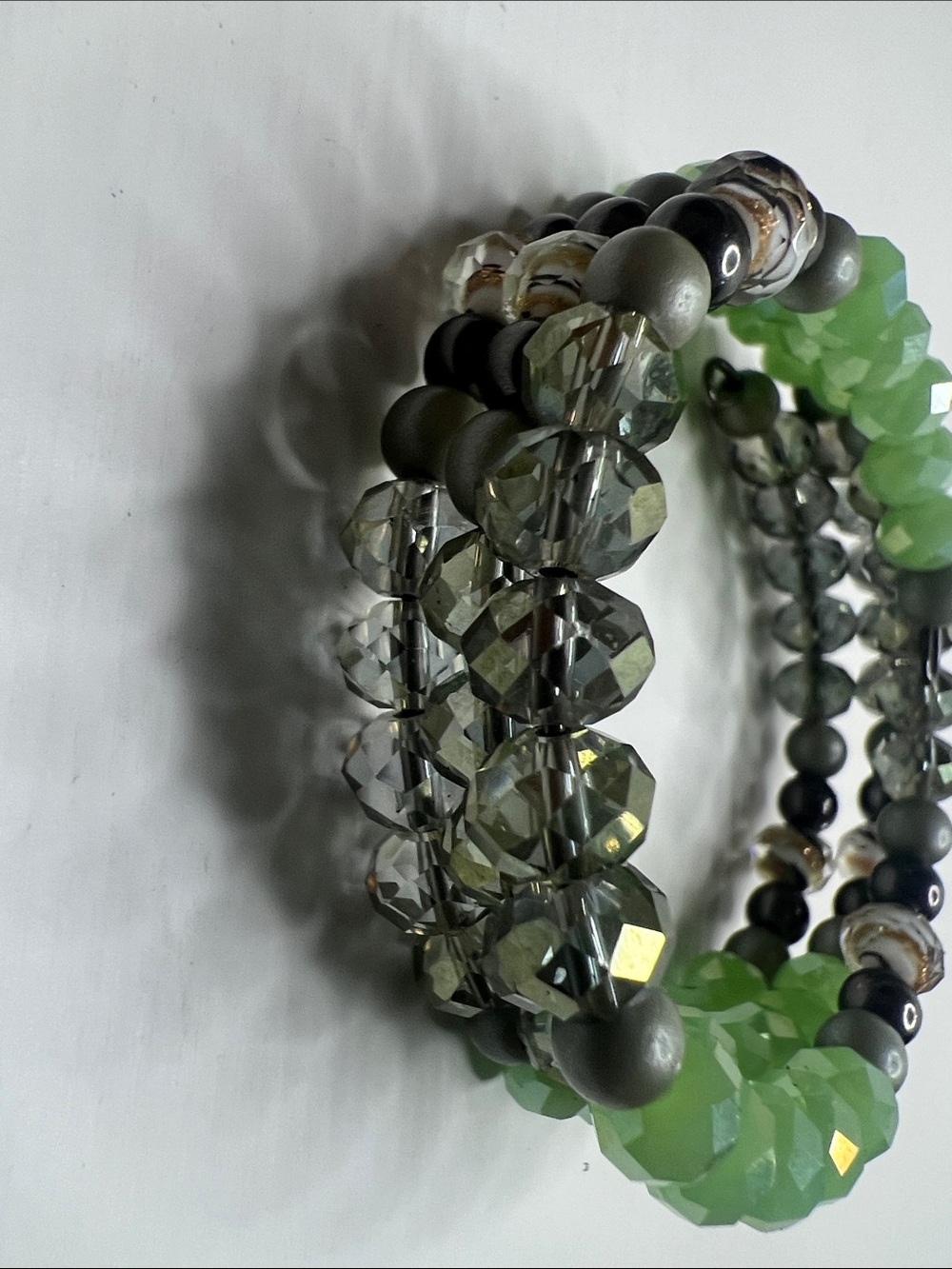 Green Multicolored Beaded Stretch Wrap - Picture 8 of 11